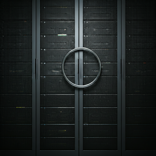 Secure server data center with dark abstract tones