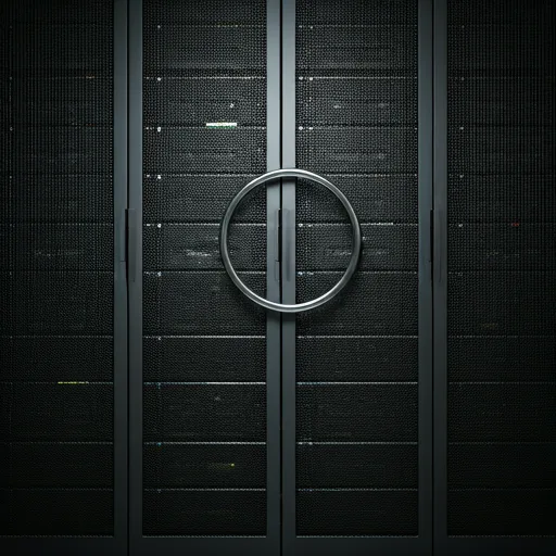 Secure server data center with dark abstract tones